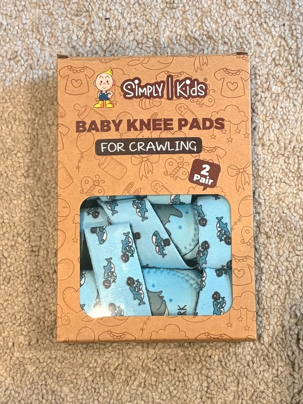 Light Blue Baby Knee Pads for Crawling - 2 Pair